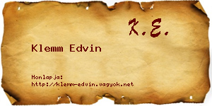Klemm Edvin névjegykártya